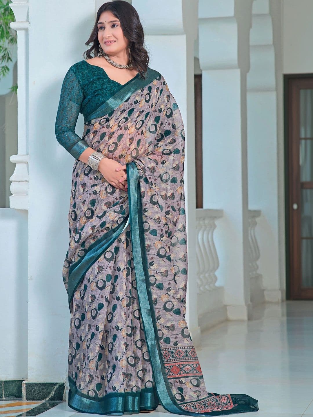 MANVAA Floral Saree thumbnail 5