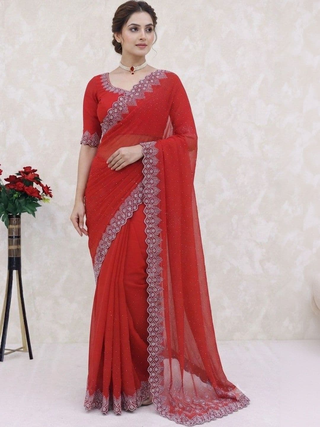 SmileyFashion Pure Georgette Saree - view 1