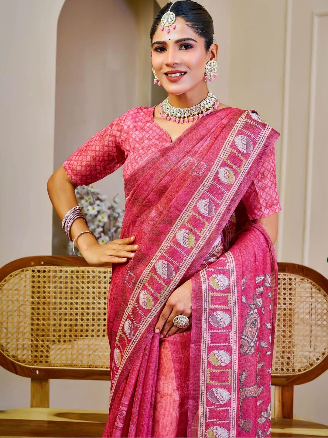 HERE&NOW Ethnic Motifs Silk Cotton Handloom Saree thumbnail 3