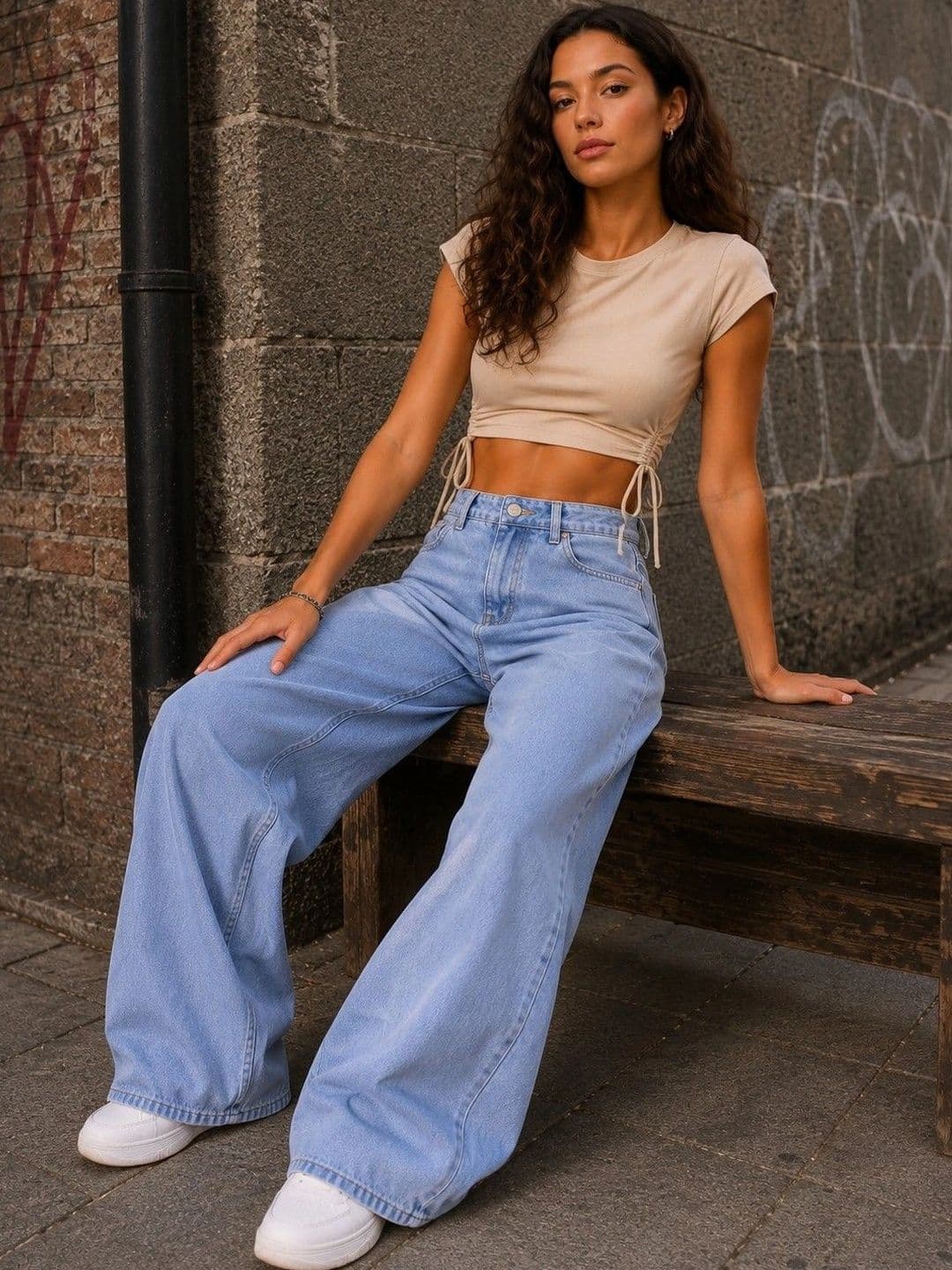 DressBerry Women Comfort Wide Leg High-Rise Light Fade Stretchable Jeans thumbnail 2