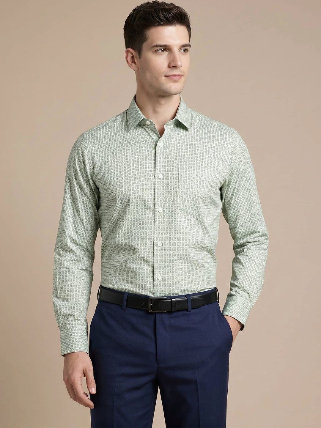 Turtle Men Standard Slim Fit Micro Checks Checked Formal Shirt - view 1