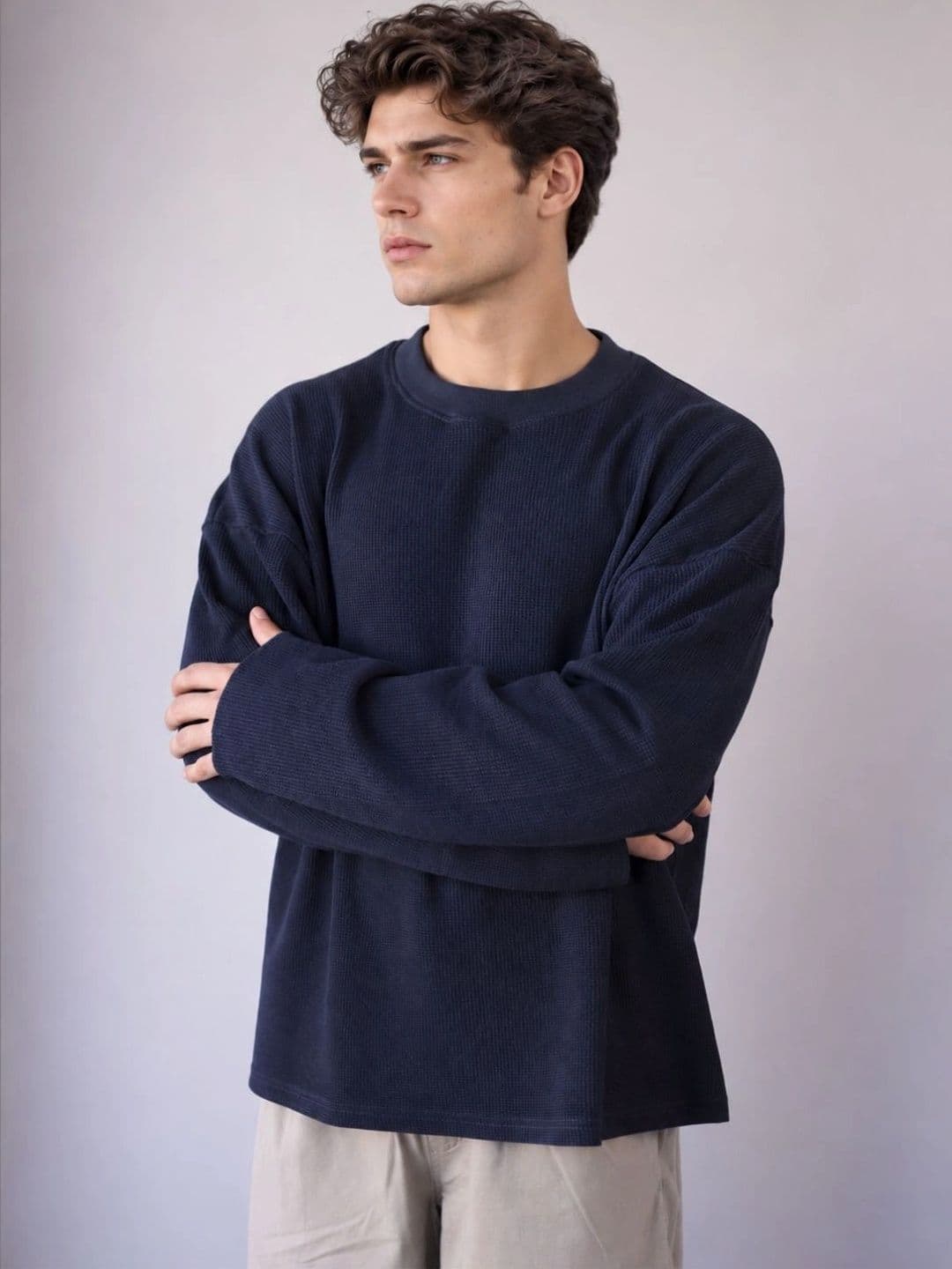 BRAHMOR Men Drop-Shoulder Sleeves Raw Edge Boxy T-shirt thumbnail 2