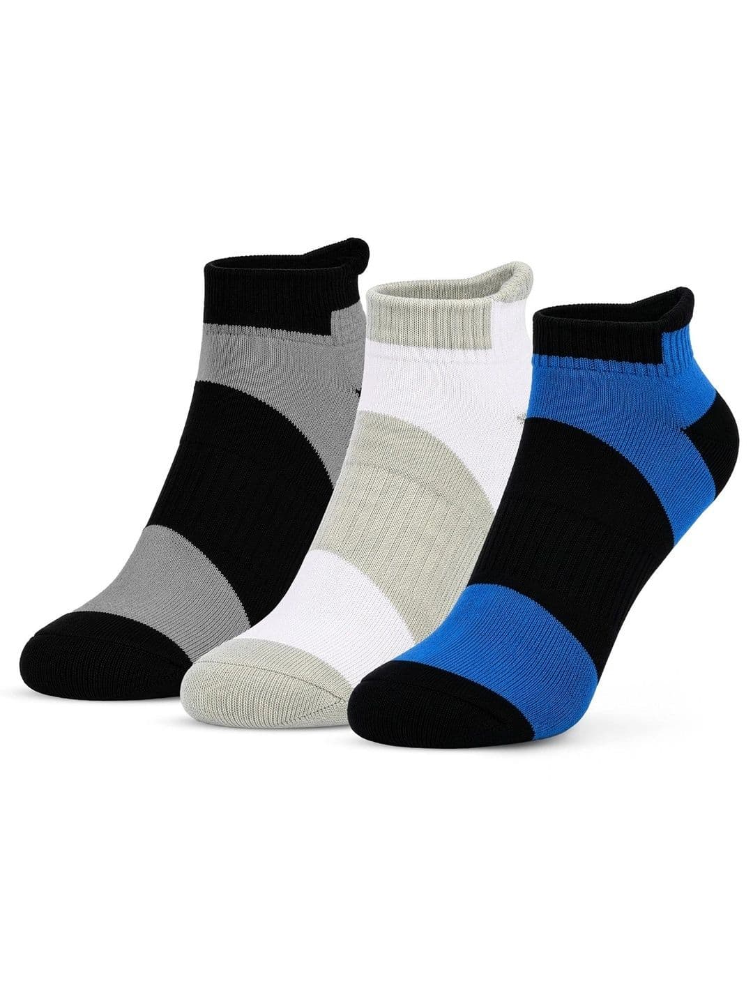 LOUIS STITCH Men Pack of 3 Cotton Assorted Colourblocked Ankle Length Socks - view 1