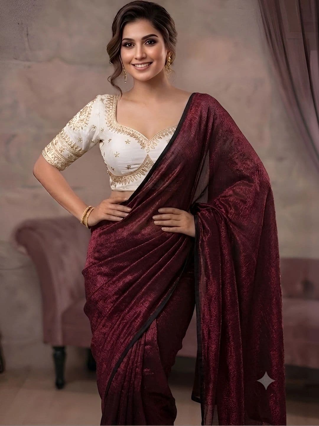 VRAGI Embroidered Saree - view 1
