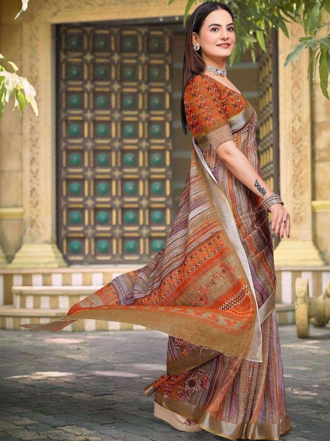 Maroosh Striped Saree thumbnail 4