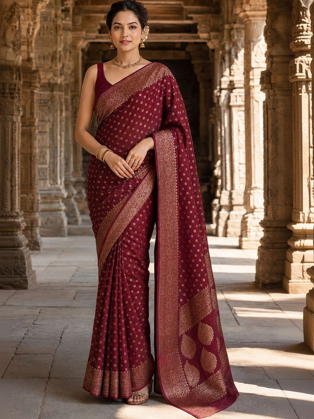 KALINI Woven Design Zari Silk Blend Designer Banarasi Saree thumbnail 3