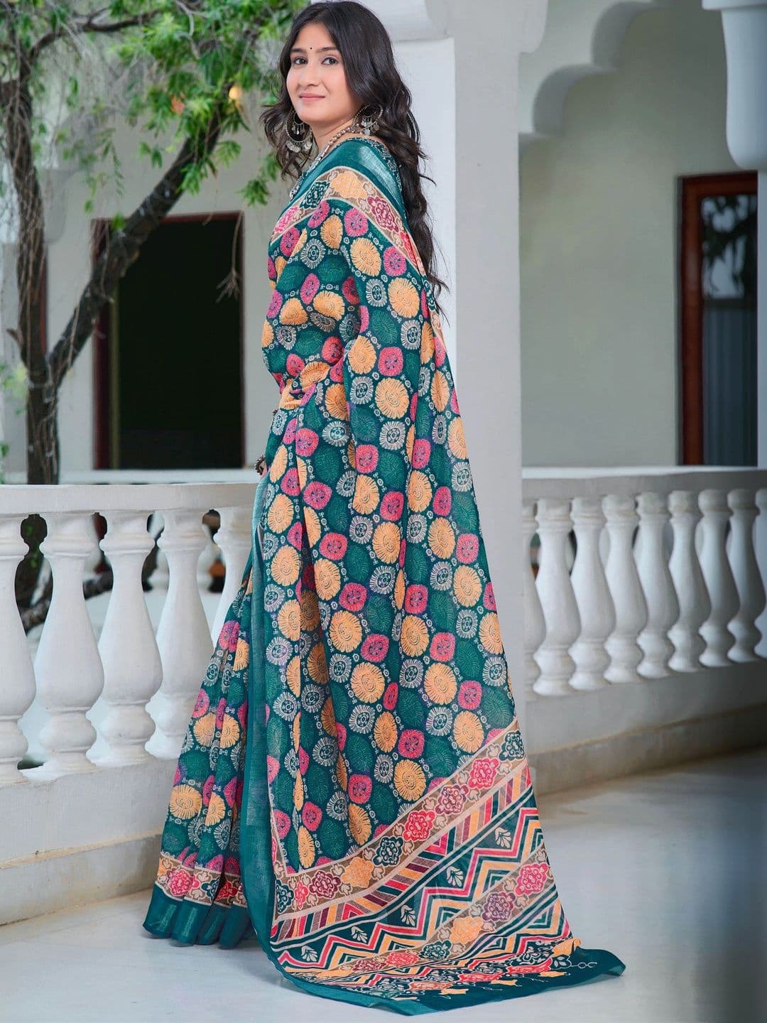 MANVAA Women Woven Design Printed  Saree thumbnail 5