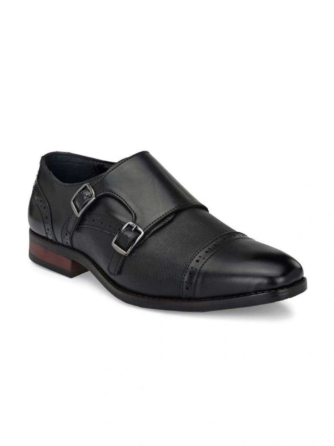 House of Pataudi Men Textured Formal Monk Shoes thumbnail 4