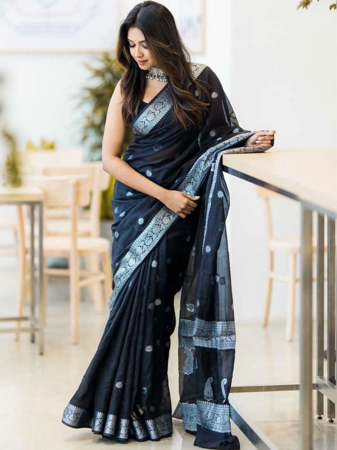 HERE&NOW Woven Design Zari Silk Blend Banarasi Saree - view 1