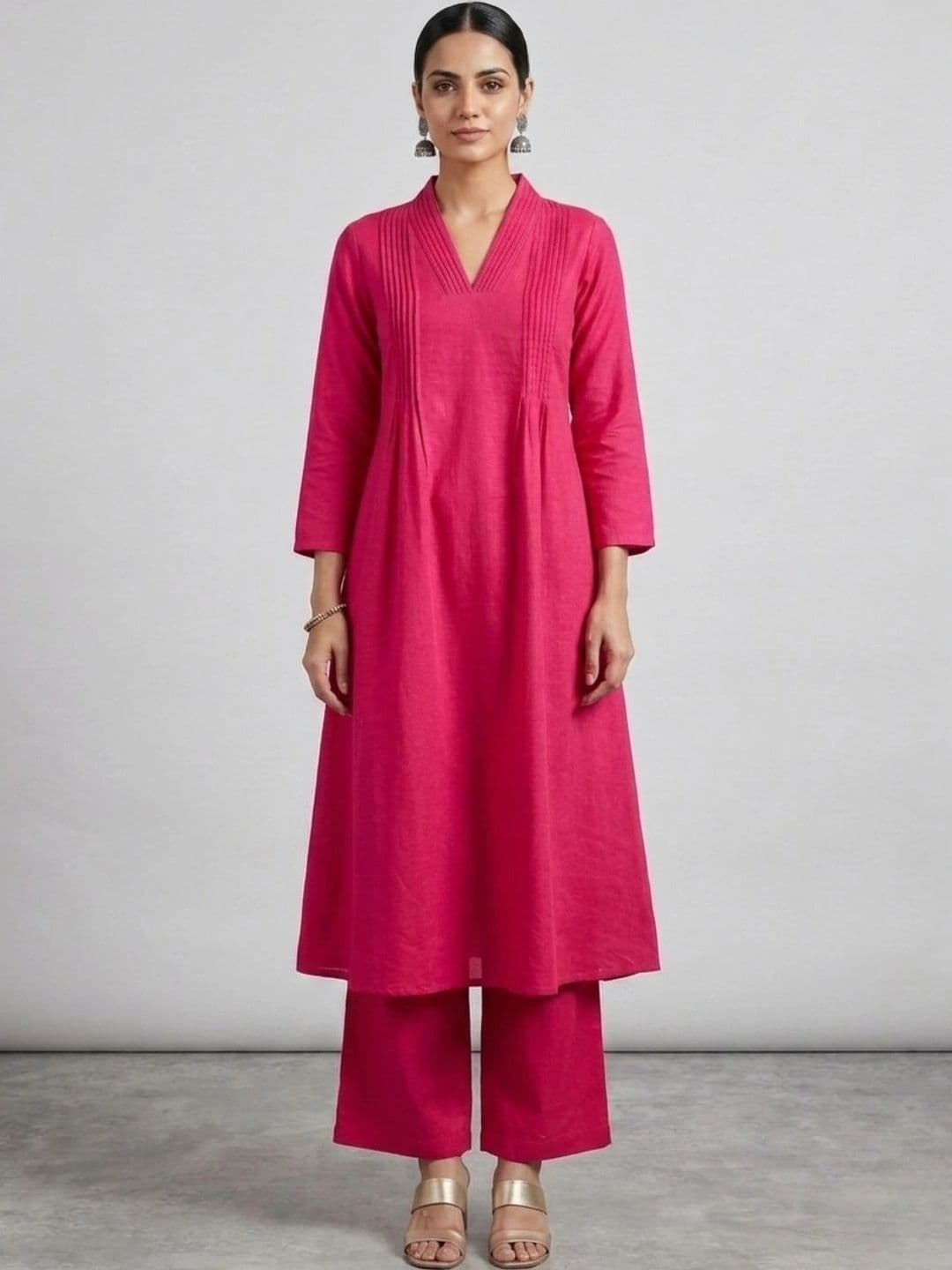 NAVYAAZRI Women Regular Pure Silk Kurta with Palazzos - view 1