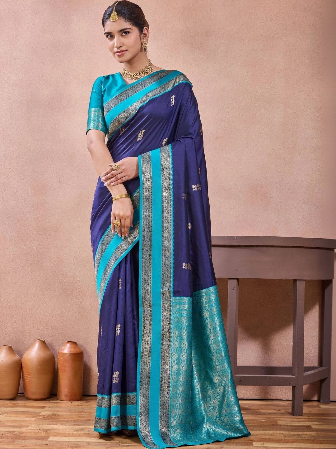 Maharanga  Women Zari Silk Blend Kota Saree - view 1