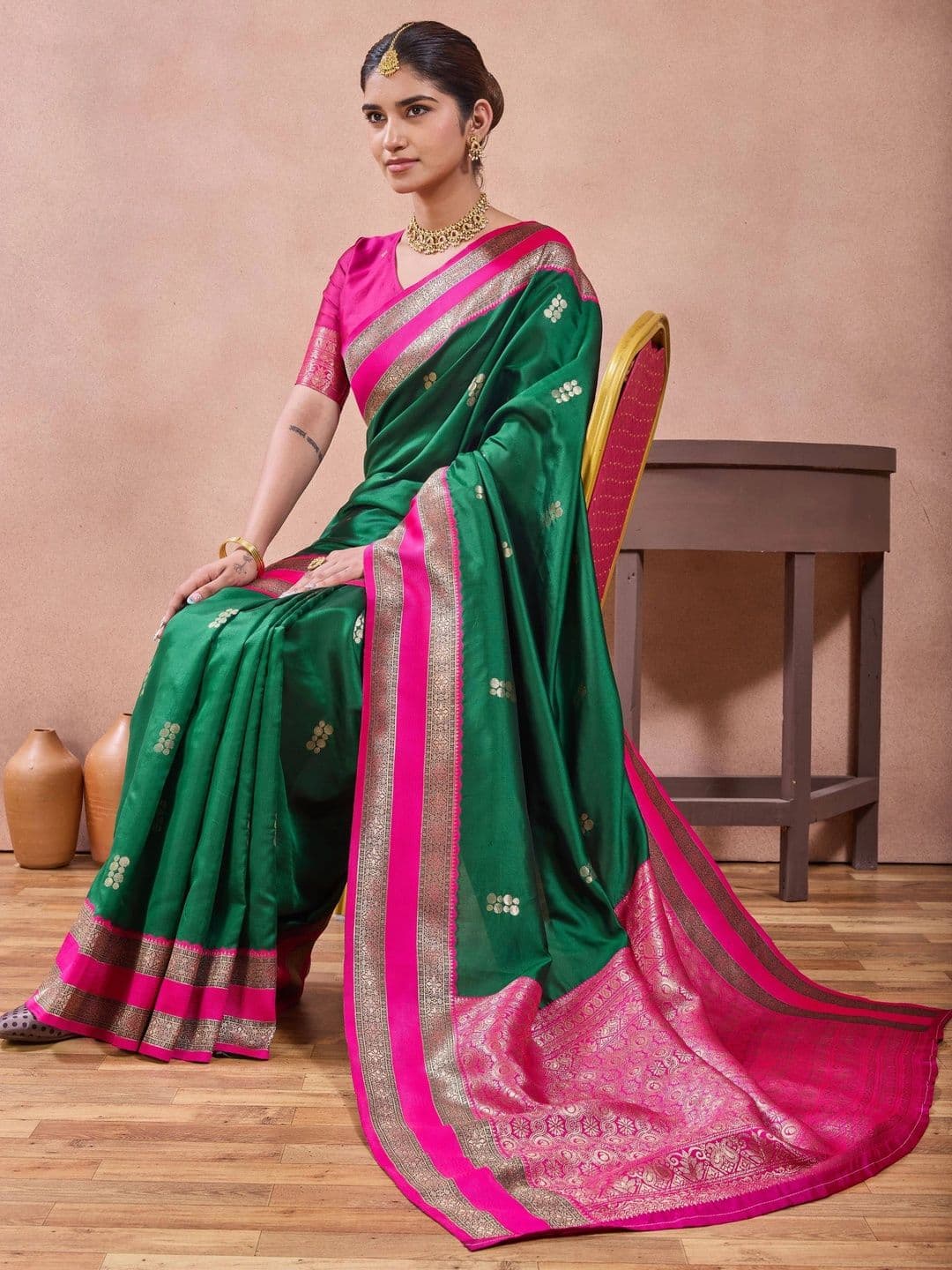 Maharanga Woven Design Zari Silk Blend Kota Saree thumbnail 2