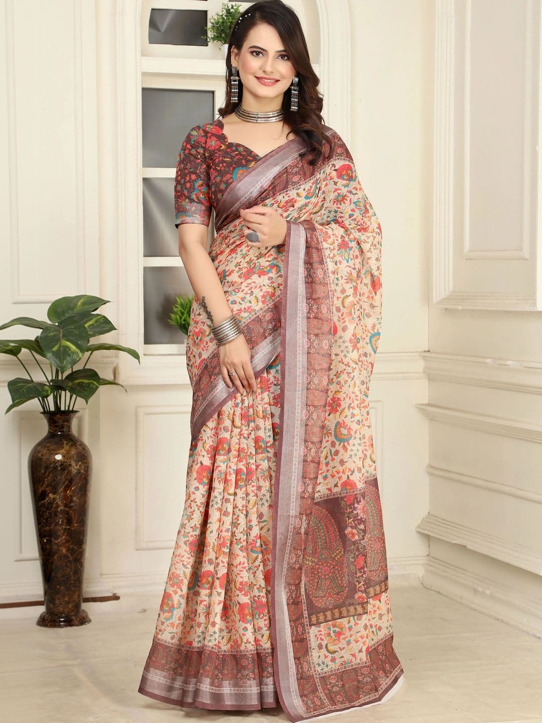 MANVAA Floral Saree - view 1