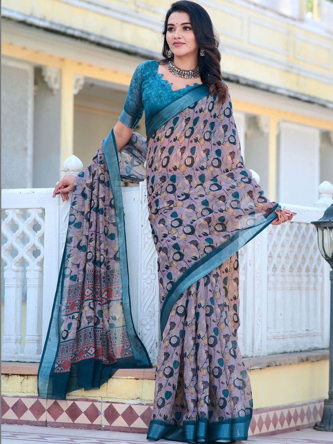 Maroosh Floral Saree thumbnail 5