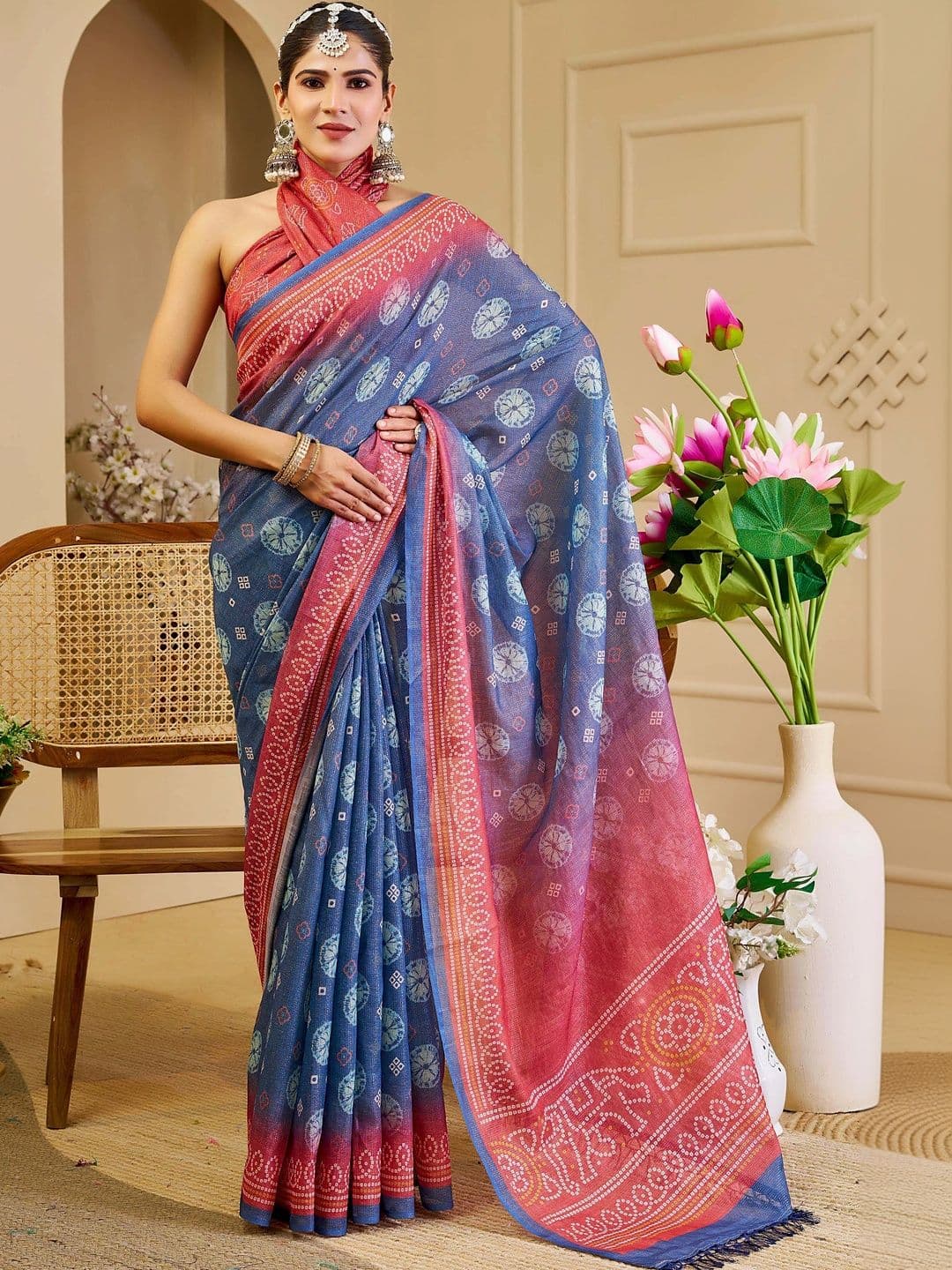 Maroosh Women Batik Silk Cotton Handloom Saree - view 1