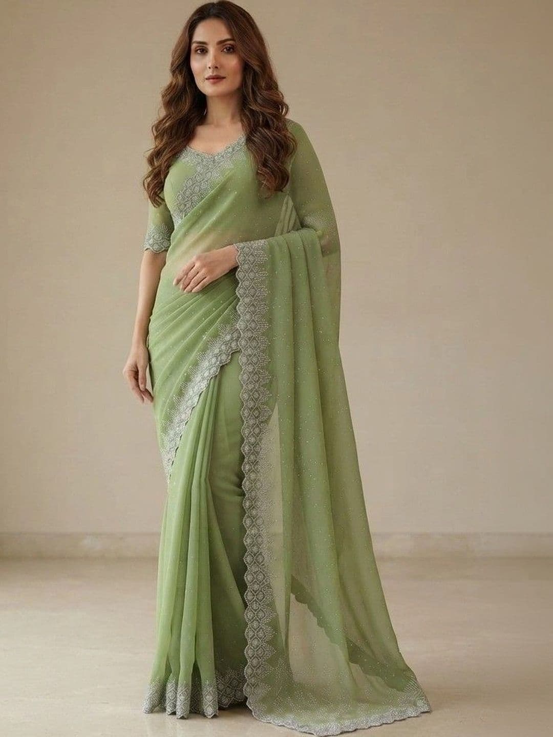 SmileyFashion Pure Georgette Saree thumbnail 5