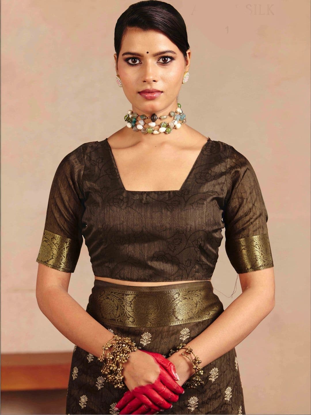 TIRA Woven Design Zari Silk Blend Fusion Saree thumbnail 3