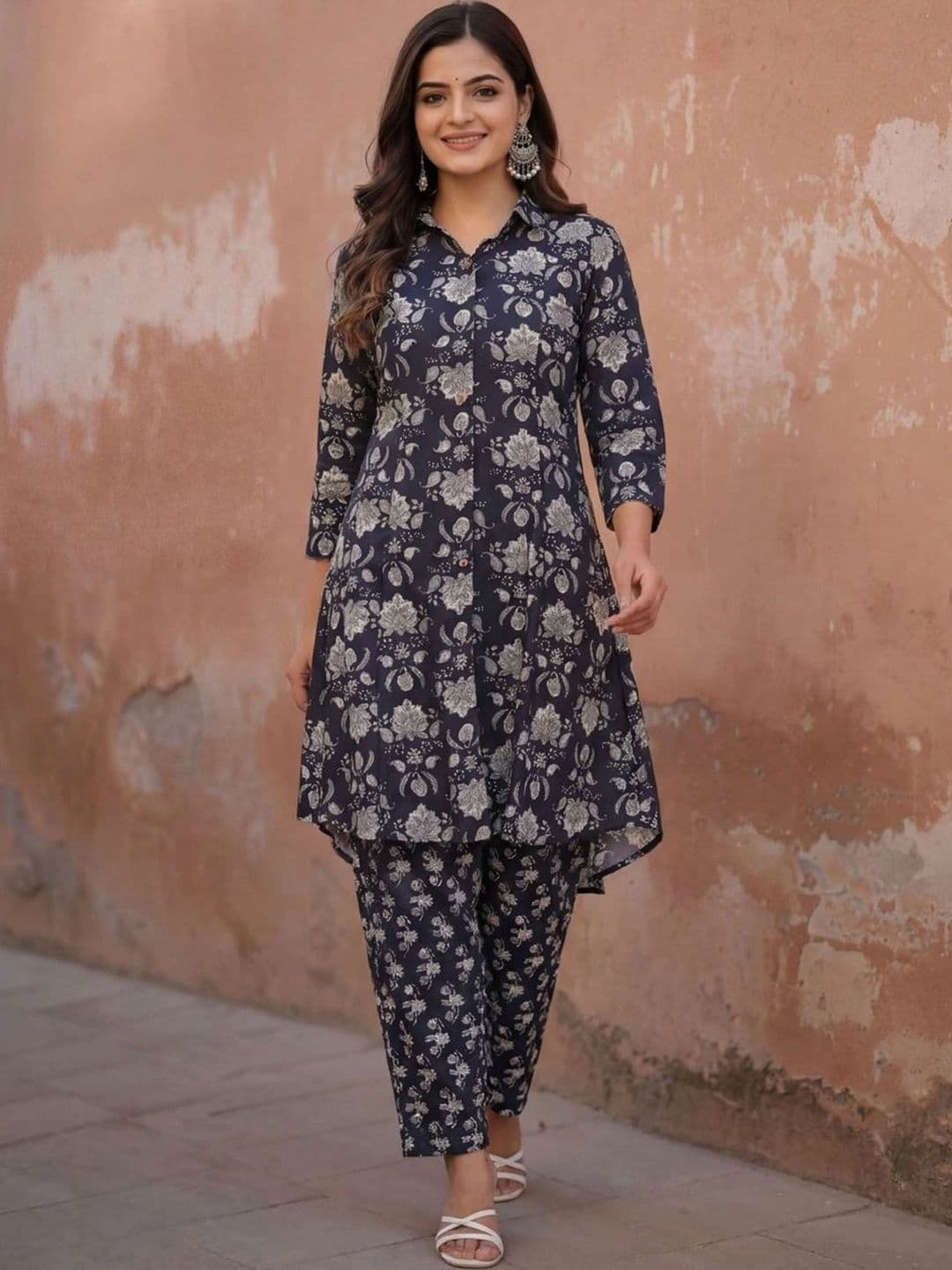 KALINI Women Floral Printed Regular Kurta with Trousers - view 1