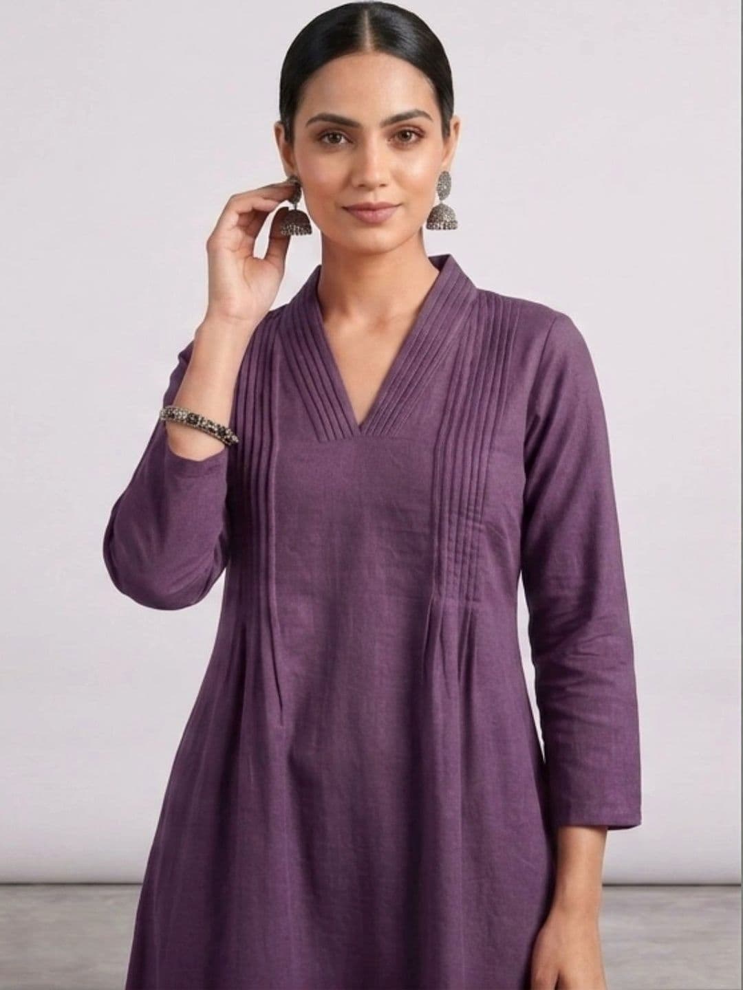 Moda Rapido Women Regular Pure Silk Kurta with Trousers thumbnail 2