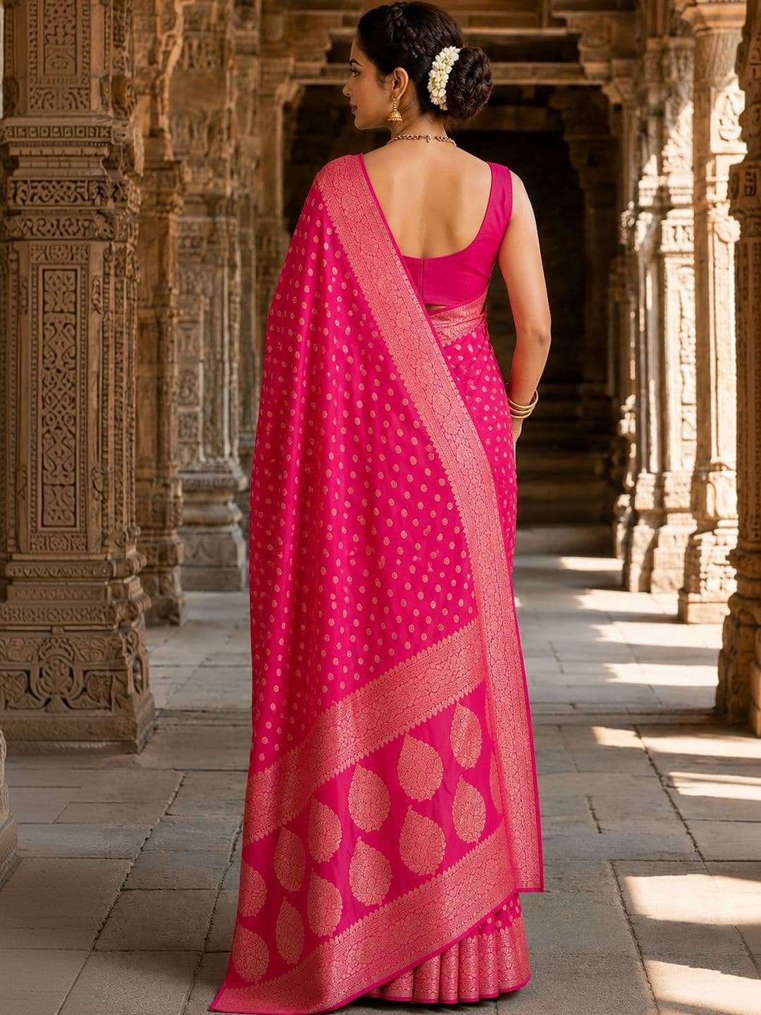 KALINI Woven Design Zari Silk Blend Designer Banarasi Saree thumbnail 5