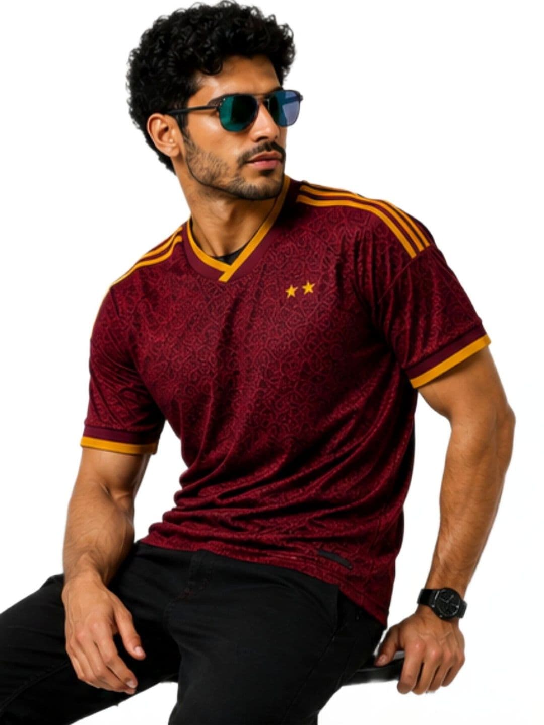 teky Men Self Design V-Neck T-shirt - view 1