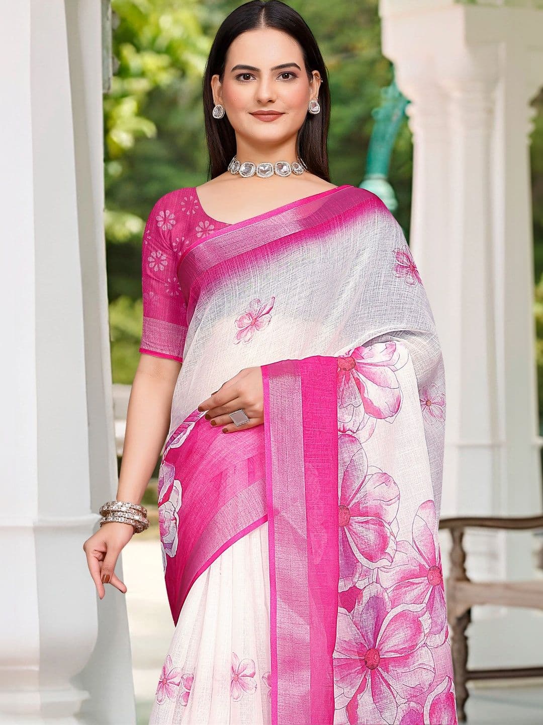MANVAA Women Cotton Linen Saree thumbnail 7
