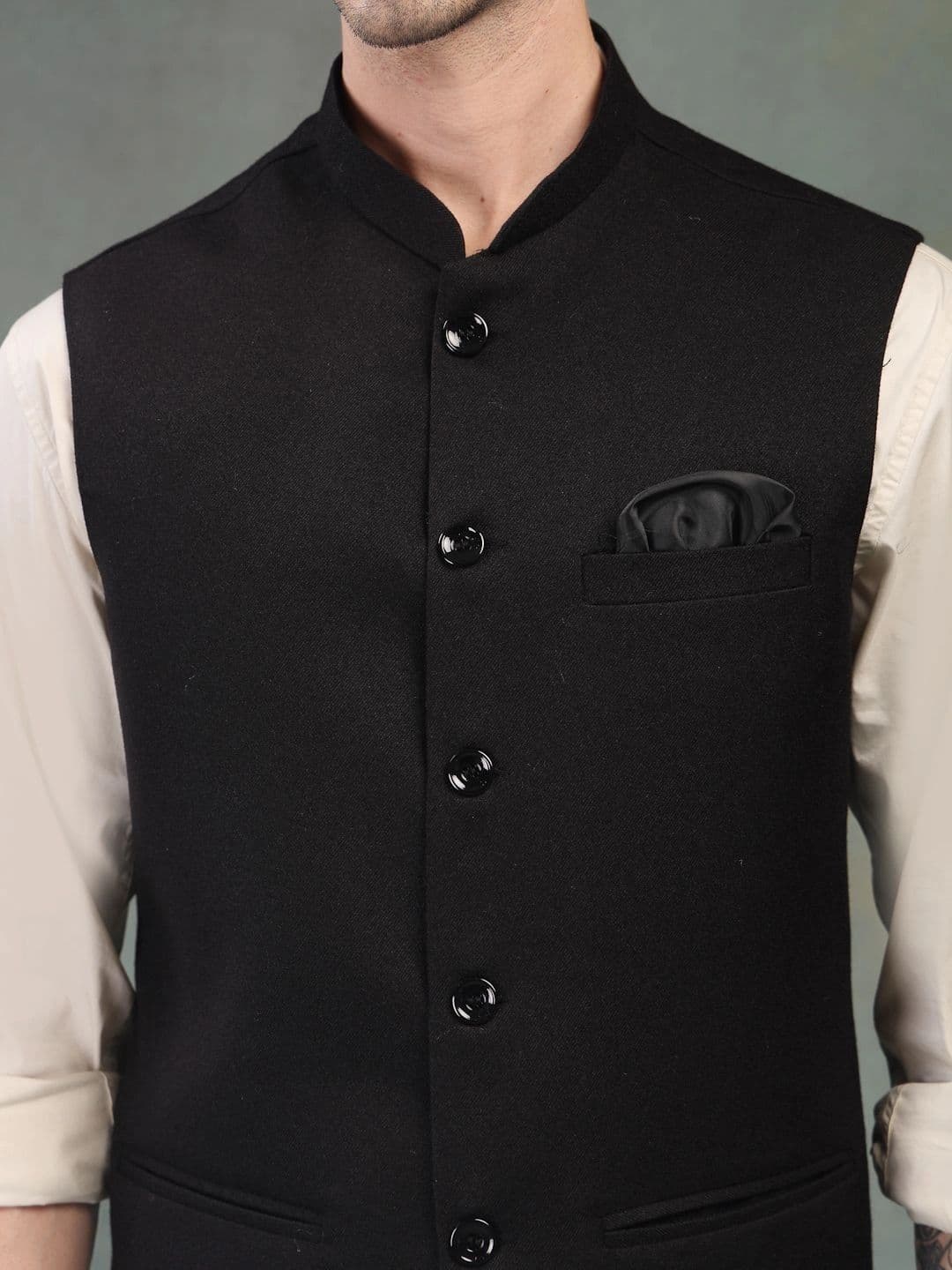 Badoliya & Sons Pure Wool Woven Nehru Jackets thumbnail 5