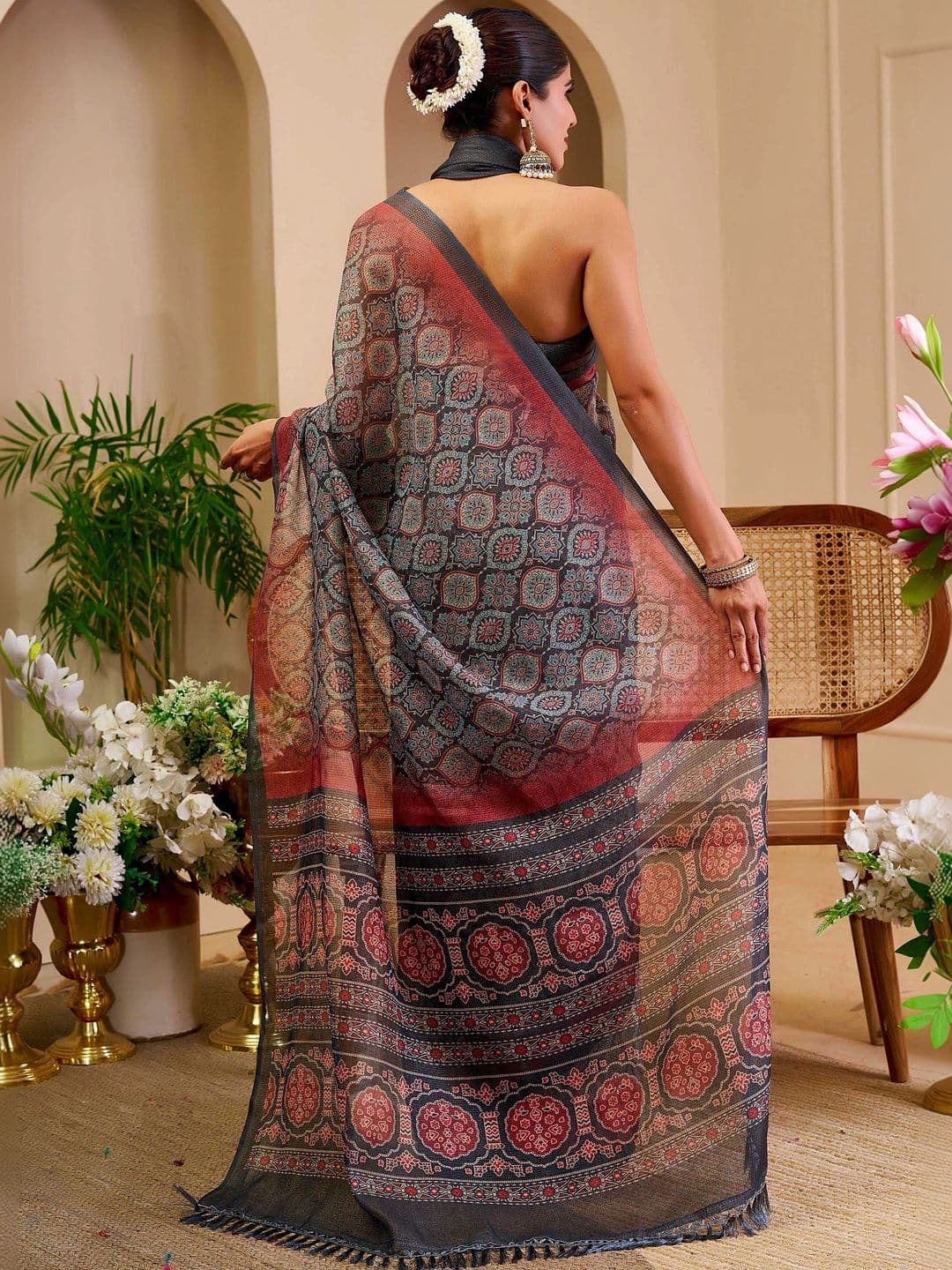 HERE&NOW Kalamkari Silk Cotton Handloom Saree thumbnail 5