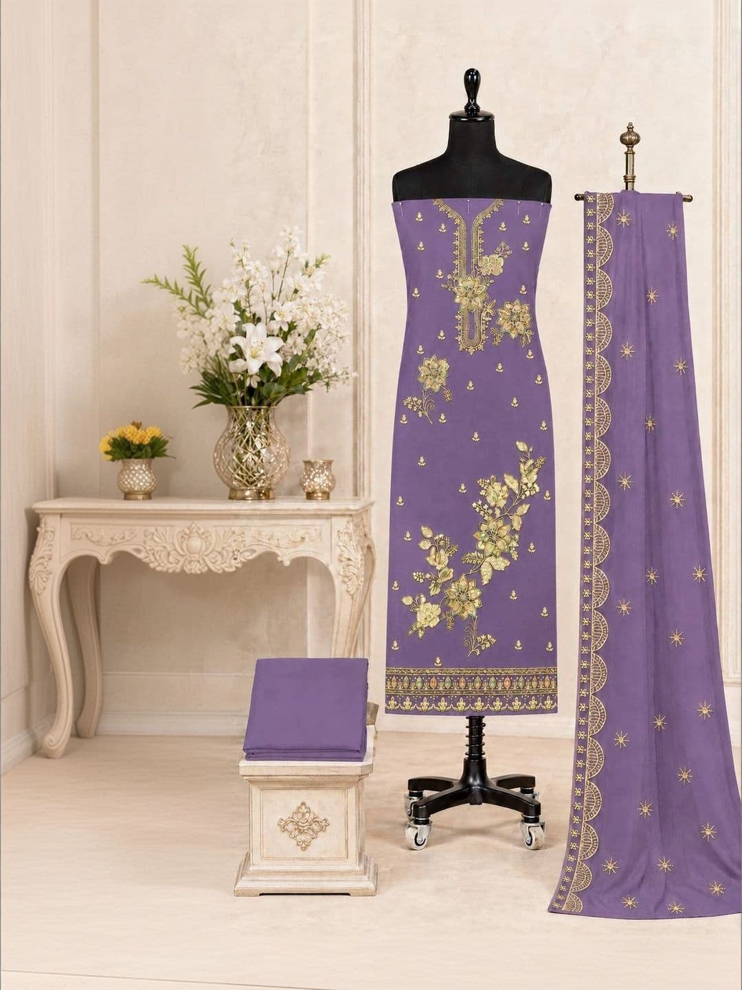BHAIRAV TEX Embroidered Unstitched Dress Material thumbnail 5