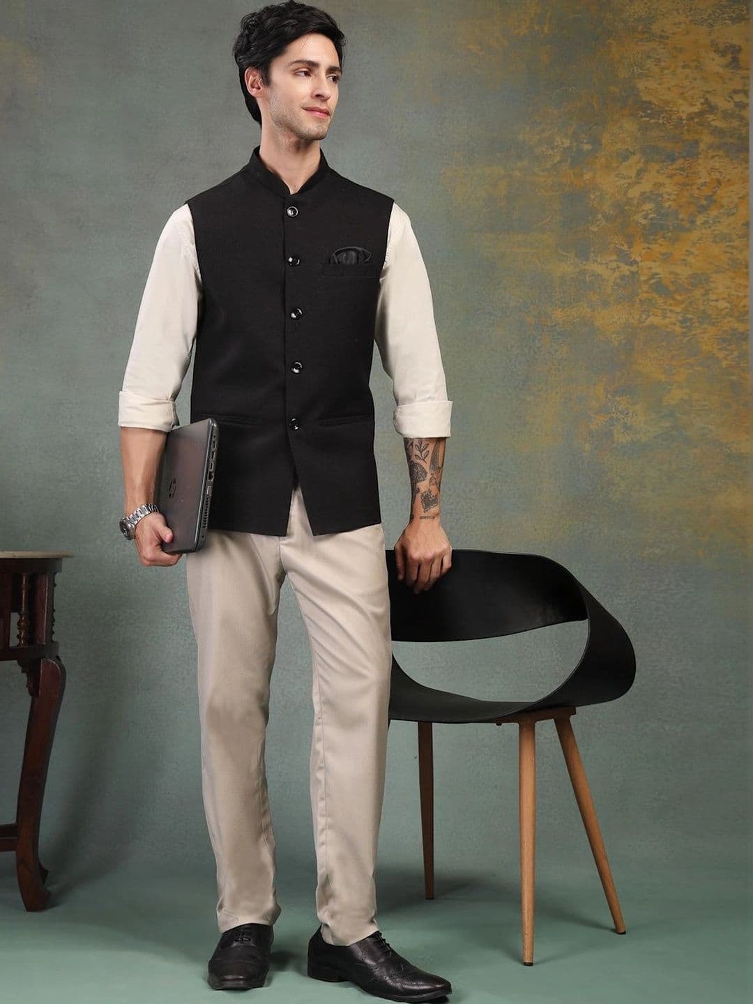Badoliya & Sons Pure Wool Woven Nehru Jackets thumbnail 7