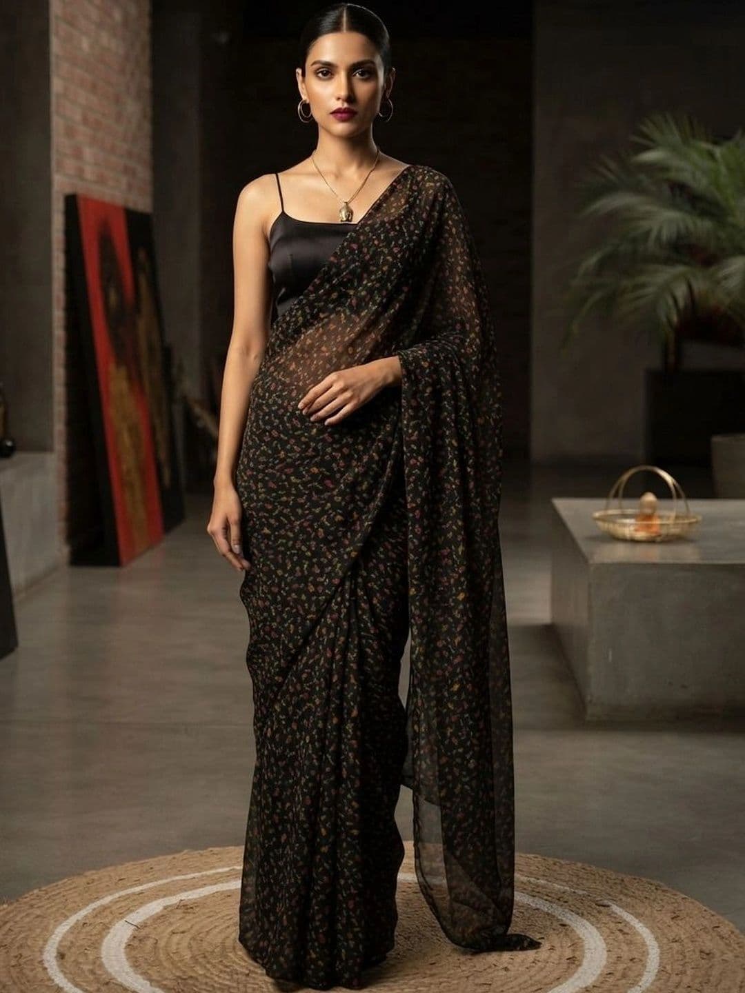 RegalDrapes Poly Georgette Saree - view 1