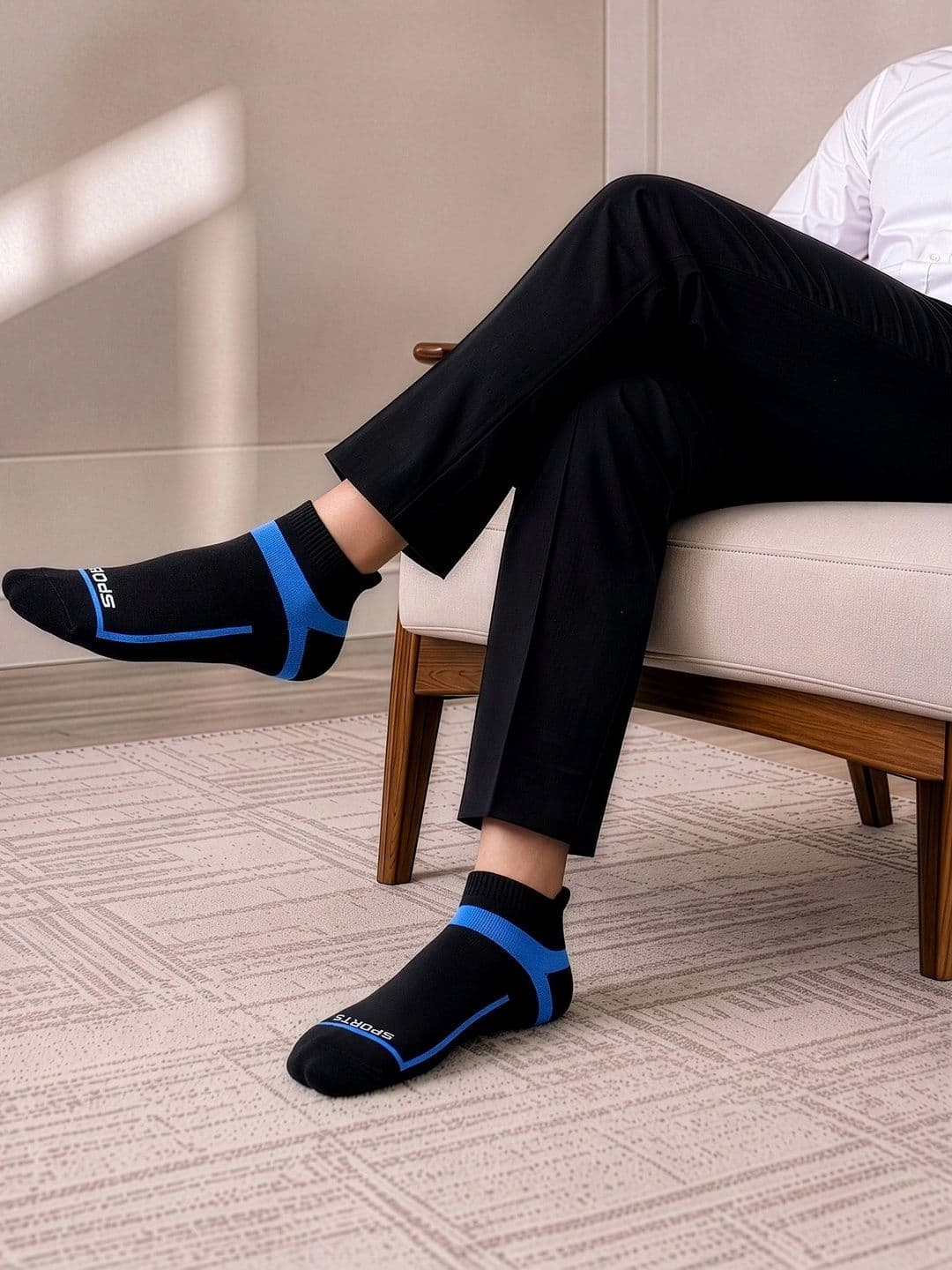 LOUIS STITCH Men Pack of 3 Cotton Assorted Colourblocked Ankle Length Socks thumbnail 4