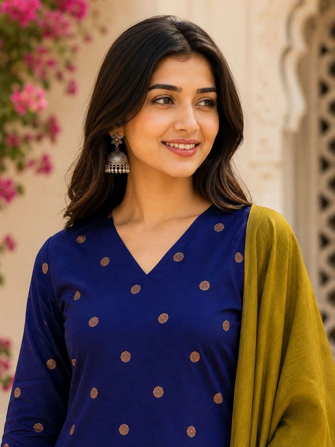 Rahigomar Women Ethnic Motifs Printed Regular Kurta with Trousers & With Dupatta thumbnail 3