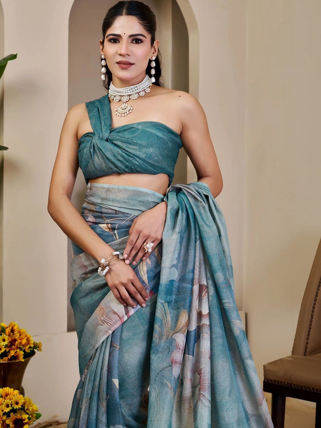 MANVAA Floral Silk Cotton Handloom Saree thumbnail 6