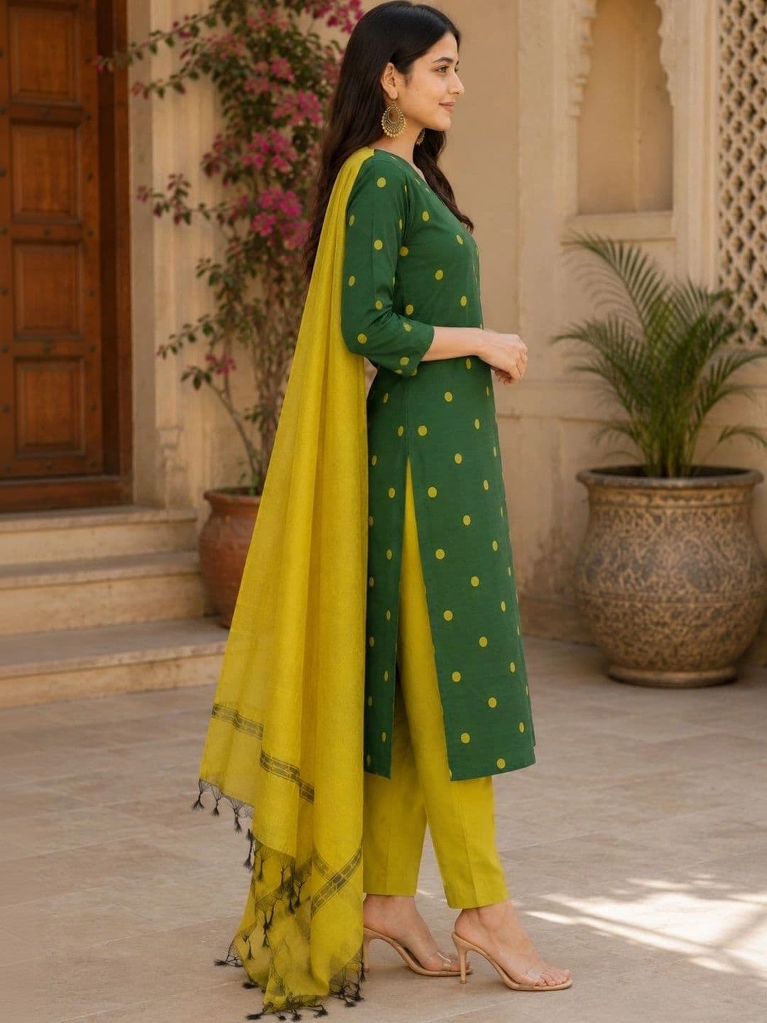 Rahigomar Women Ethnic Motifs Printed Regular Kurta with Trousers & With Dupatta thumbnail 3