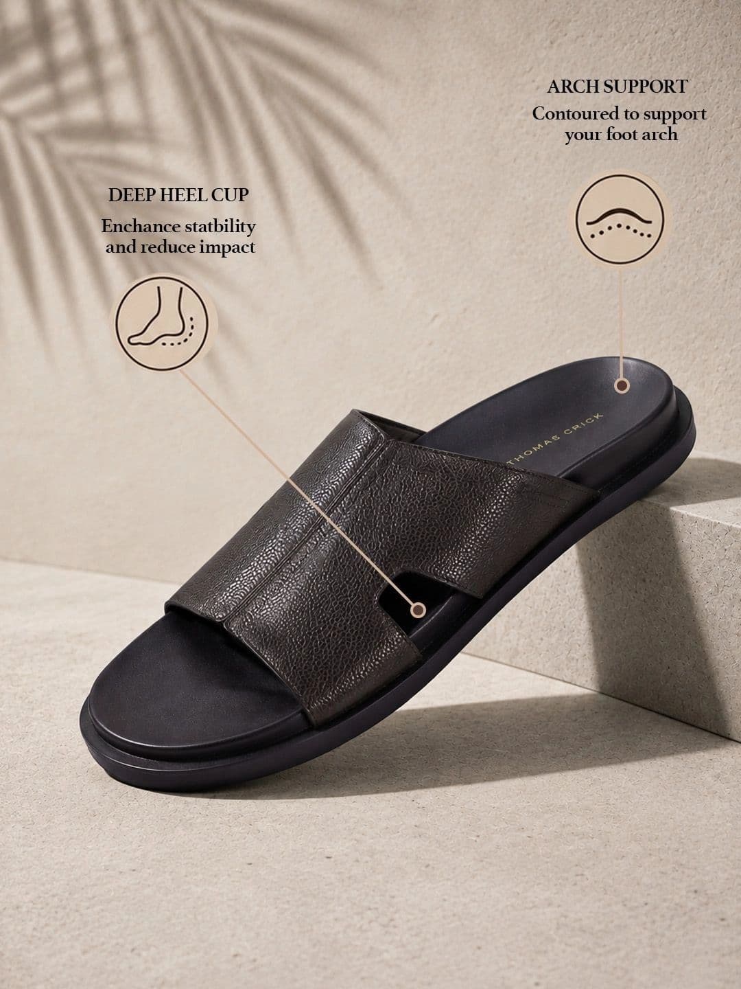 THOMAS CRICK Men Brown Leather Shoe-Style Sandals thumbnail 6