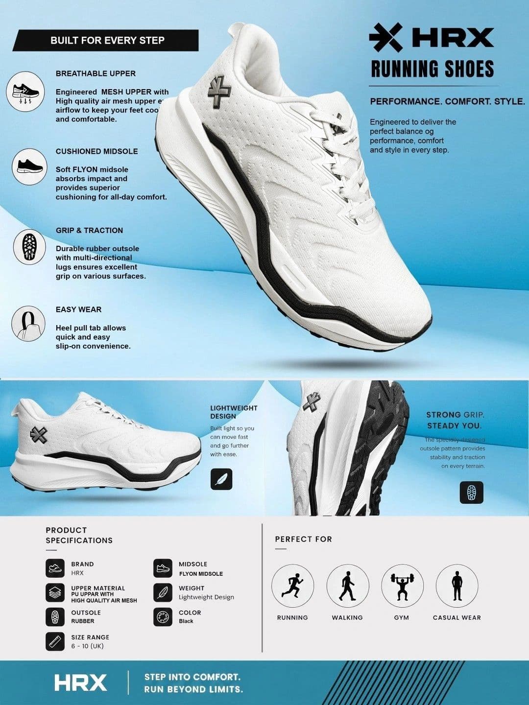 HRX by Hrithik Roshan Men Textile Running Shoes thumbnail 3