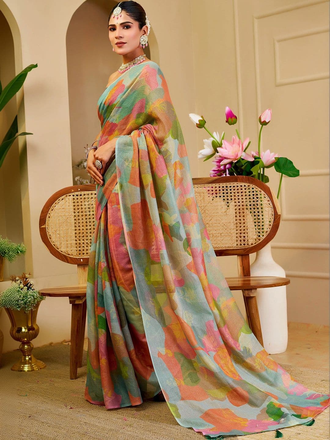 Maroosh  Women Silk Cotton Handloom Saree thumbnail 4