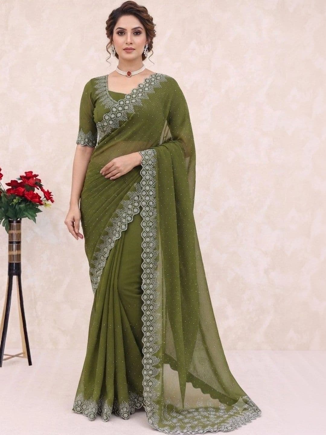SmileyFashion Pure Georgette Saree - view 1