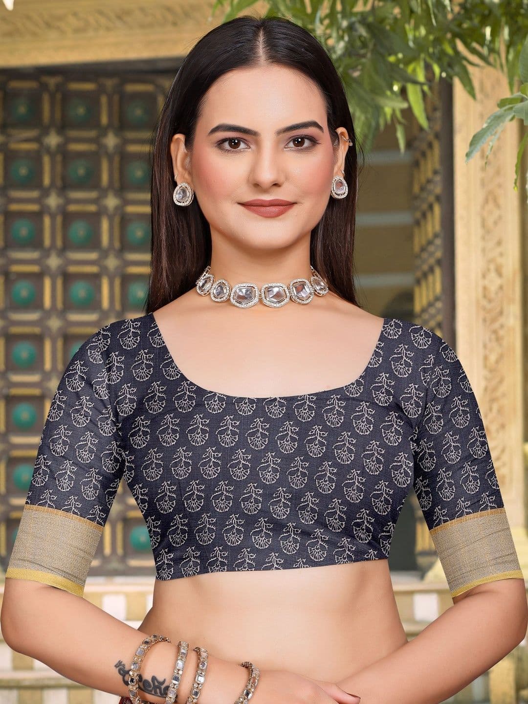 MANVAA Floral Saree thumbnail 3