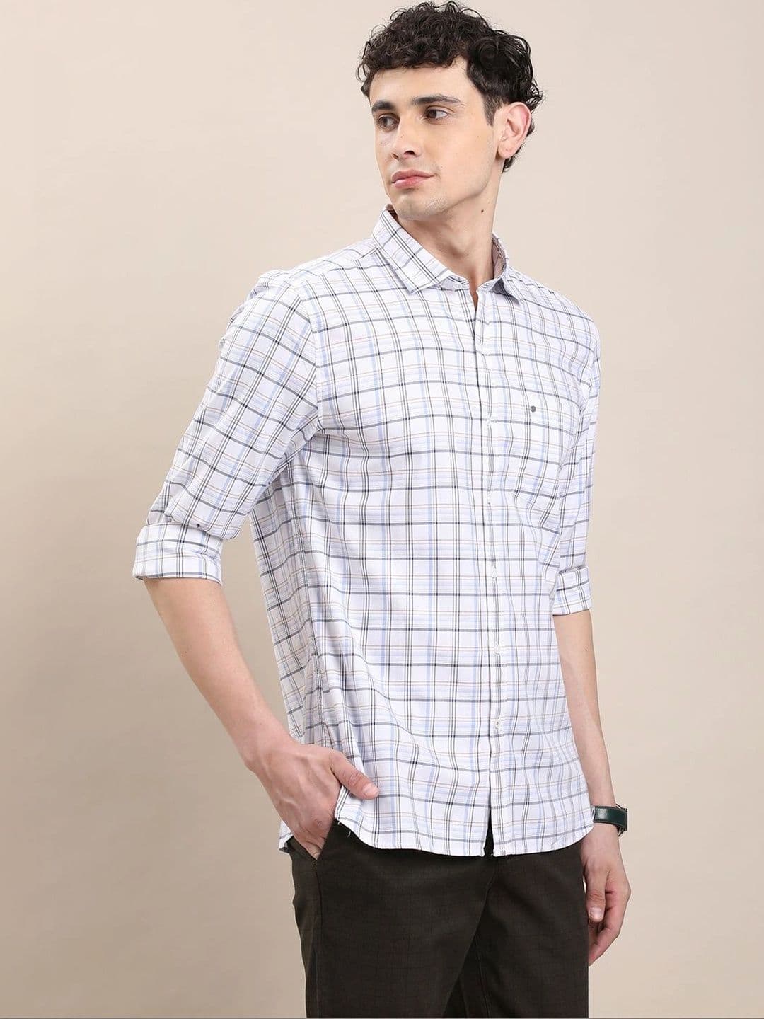 Turtle Men Relaxed Slim Fit Checked Casual Shirt thumbnail 4