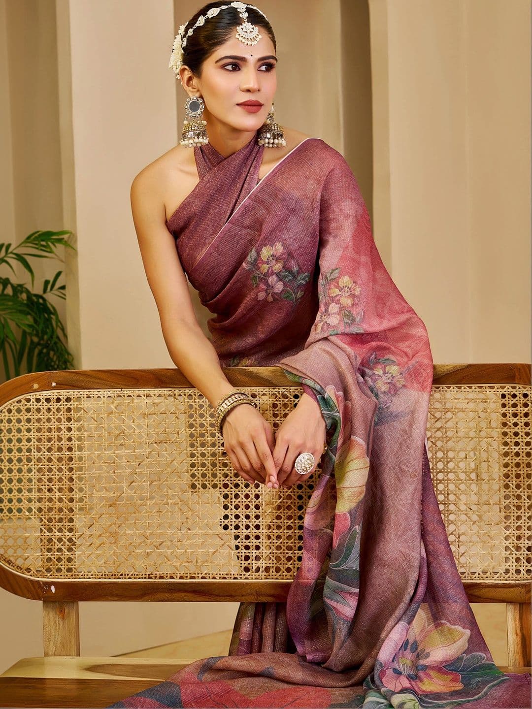 HERE&NOW Women Floral Silk Cotton Handloom Saree thumbnail 3
