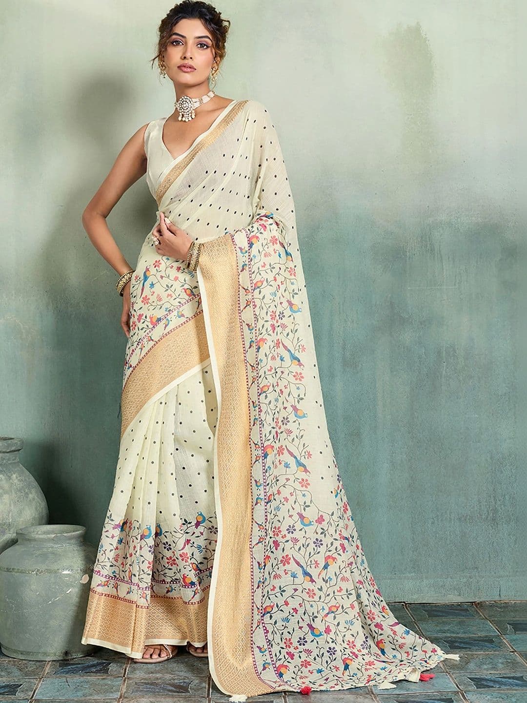 KALINI Women Designer Block Print Saree - view 1