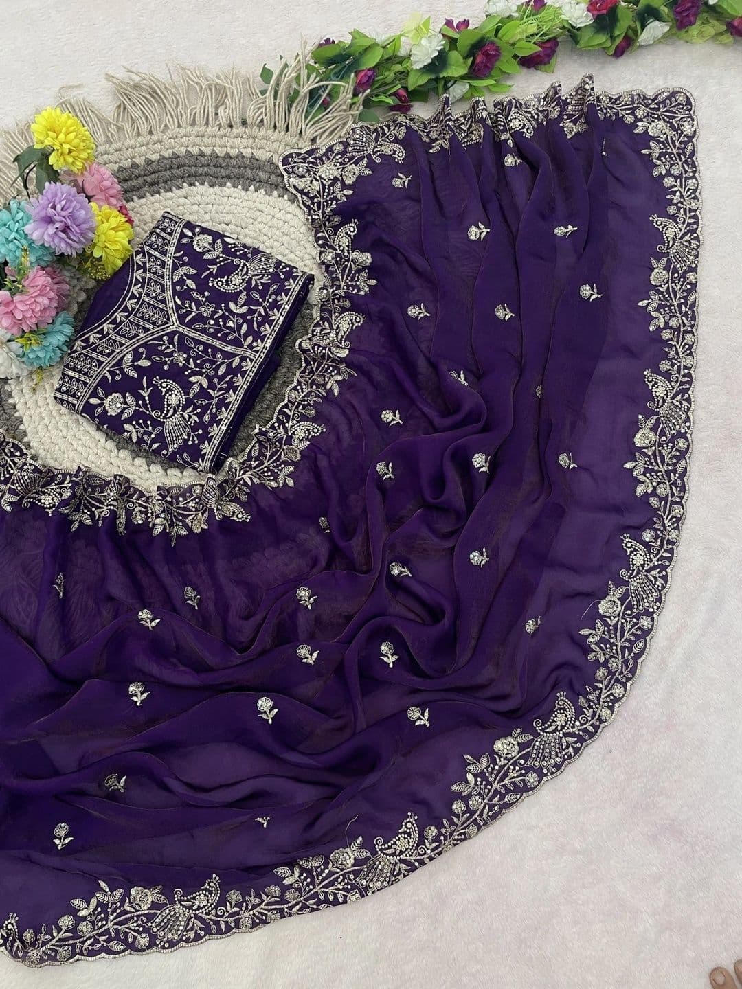 Zari and Ziba Ethnic Motifs Zari Satin Designer Saree thumbnail 2