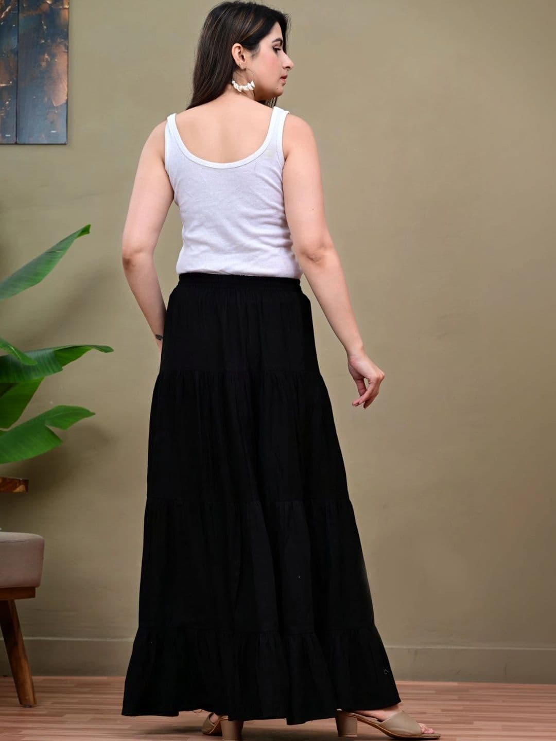 KELWA Women Tiered Maxi Flared Skirt thumbnail 7