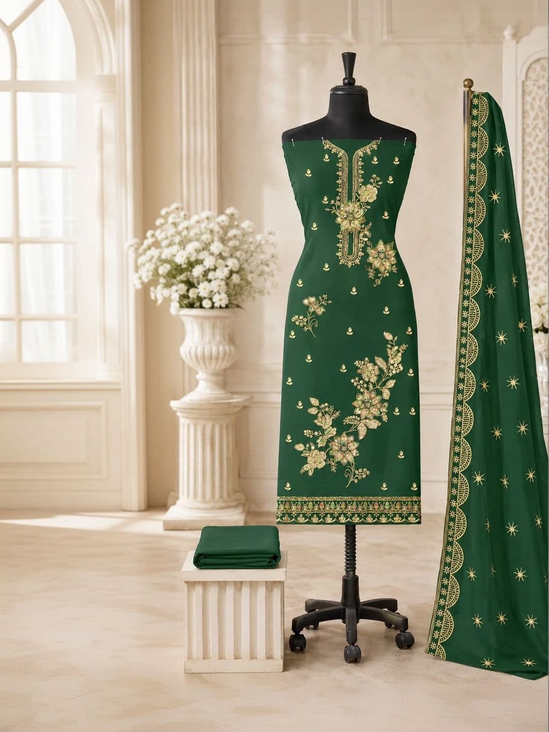 BHAIRAV TEX Embroidered Unstitched Dress Material thumbnail 4