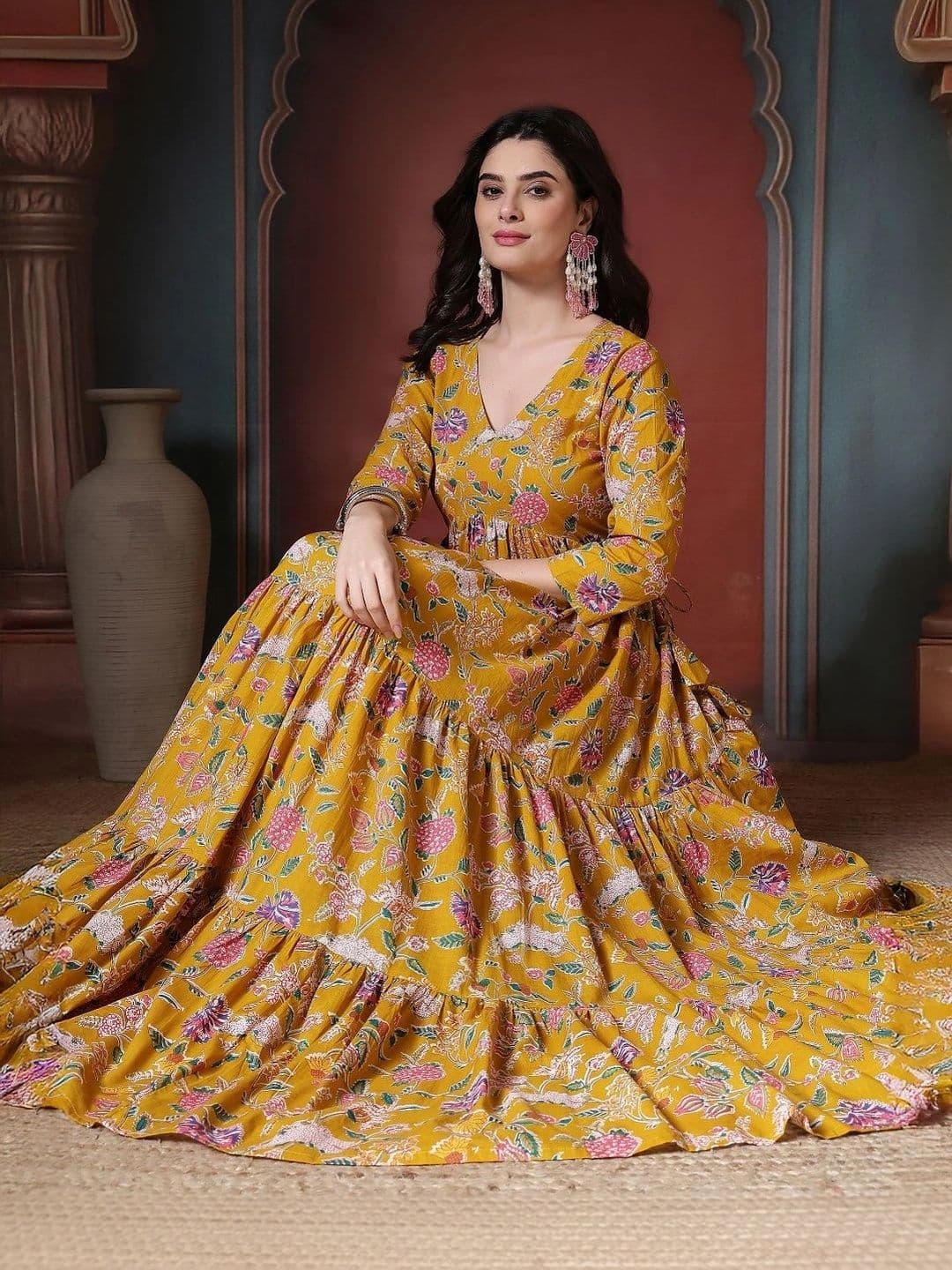 Sangria Women Floral Printed Floral Anarkali Kurta thumbnail 7