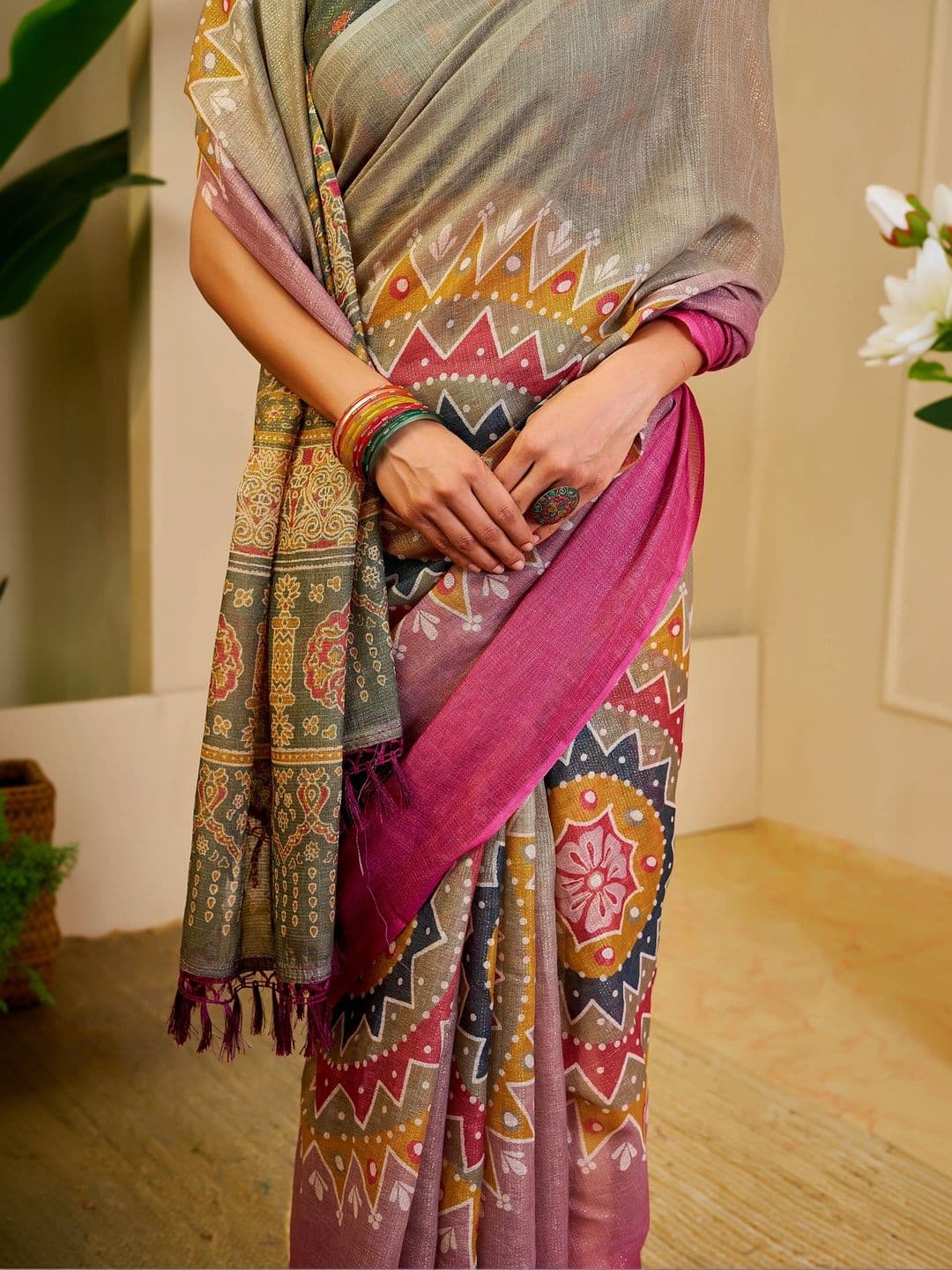 HERE&NOW Ombre Silk Cotton Handloom Saree thumbnail 6