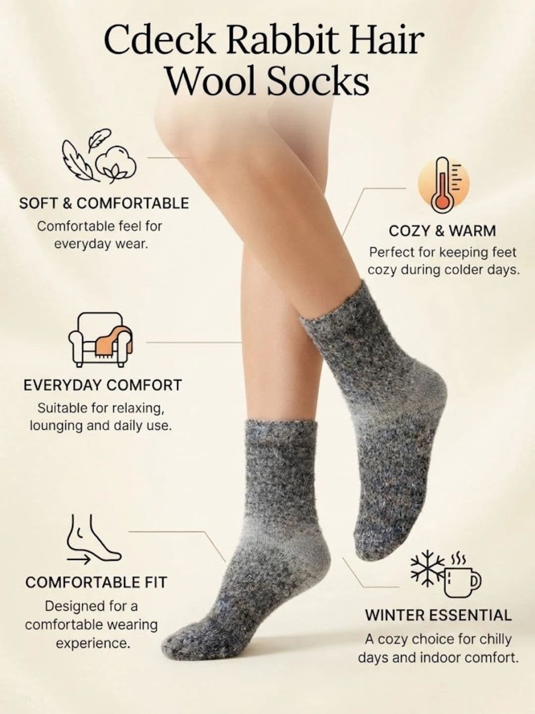 Cdeck Men Woolen Patterned Above Ankle Socks thumbnail 2