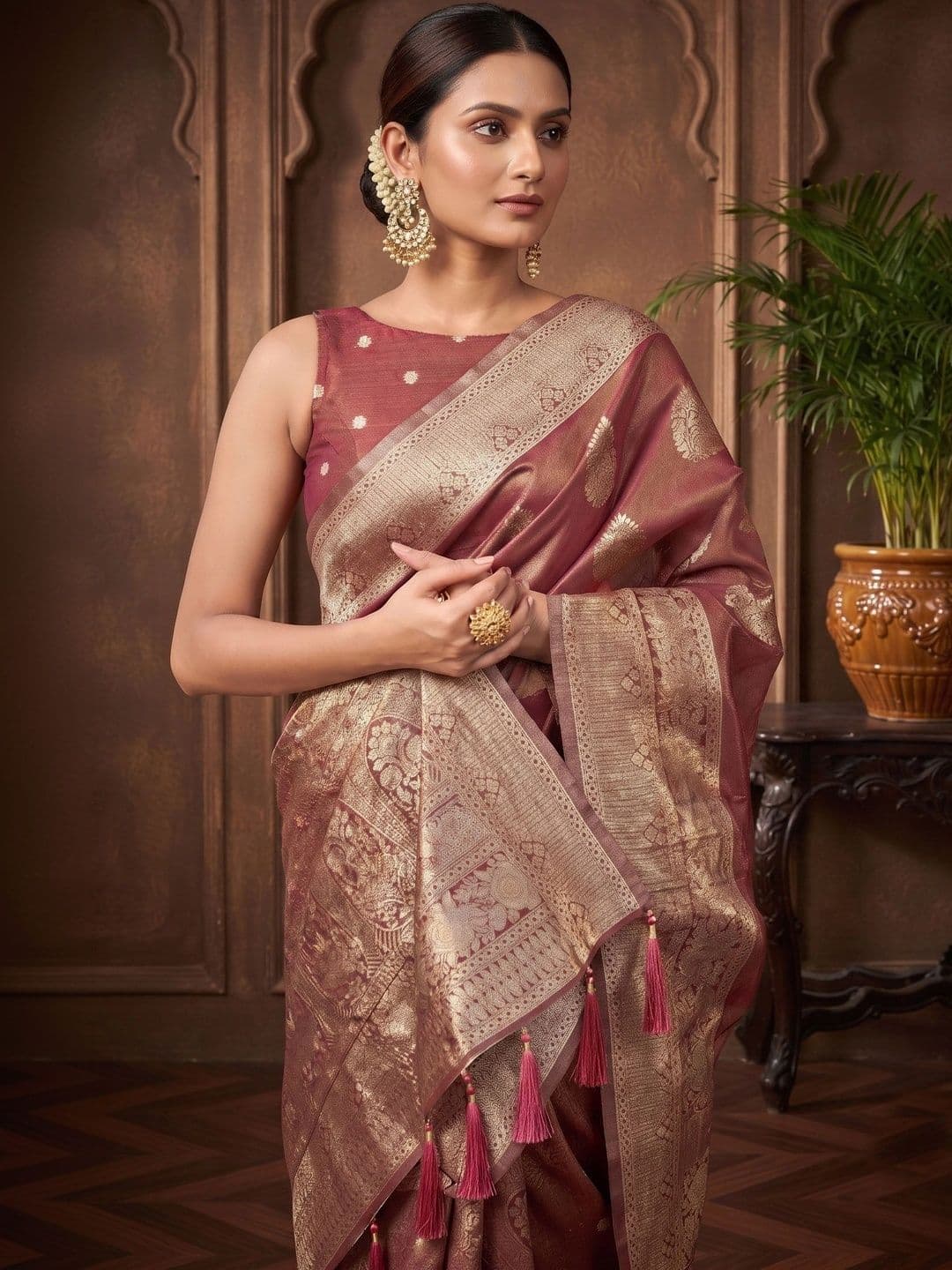 MONJOLIKA FASHION Embellished Zari Silk Blend Designer Bomkai silk Saree - view 1